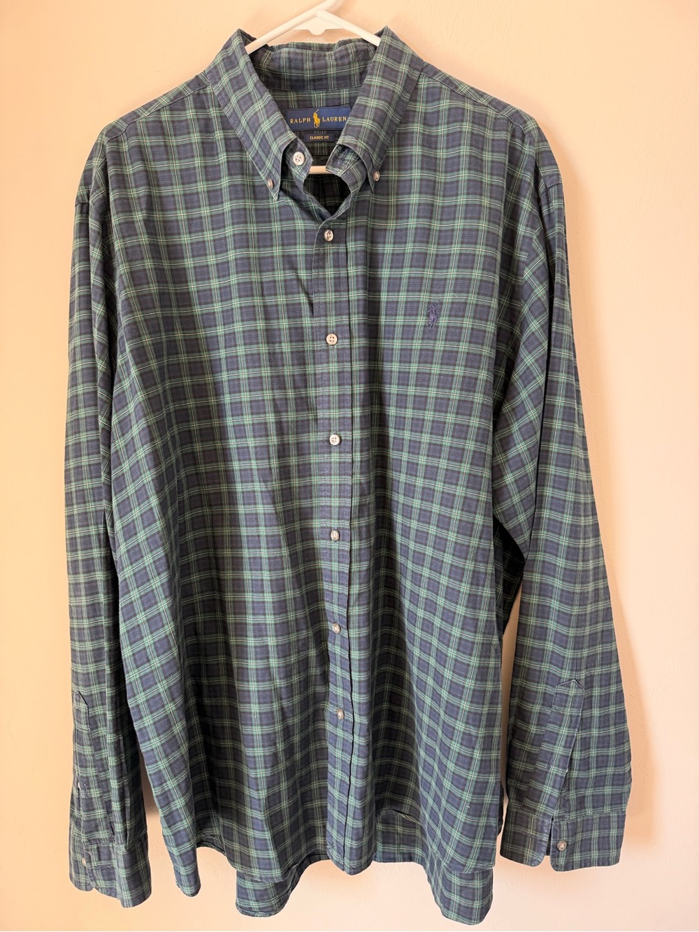 Ralph Lauren Navy and Green Plaid Button-Down Shirt